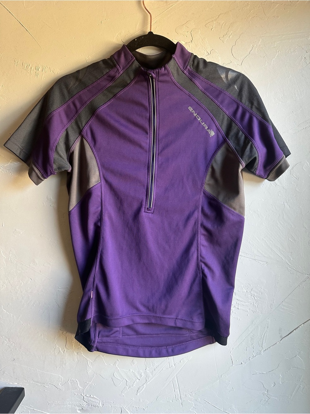 Endura Humvee Cycling Jersey Purple Gray Half Zip MTB Mountain Bike Road Bike